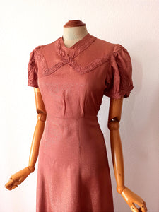 1930s - Exquisite Pale Copper Dress - W29 (74cm)