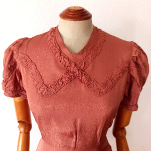 1930s - Exquisite Pale Copper Dress - W29 (74cm)