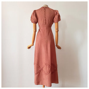 1930s - Exquisite Pale Copper Dress - W29 (74cm)