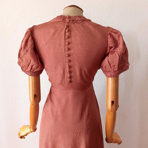 1930s - Exquisite Pale Copper Dress - W29 (74cm)