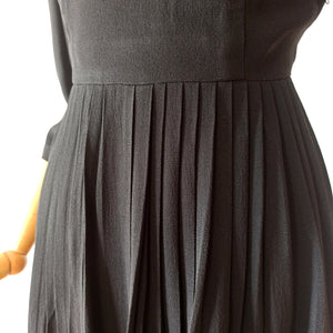 1940s - Gorgeous Collar Black Crepe Dress - W30 (76cm)