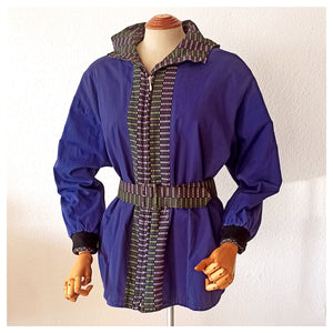 1950s - Fabulous Reversible Purple Hooded Gab Jacket