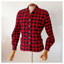 Load image into Gallery viewer, 1940s 1950s - BOBBIE BROOKS, USA - Shoulder Pads Wool Plaid Jacket - W32 (82cm)
