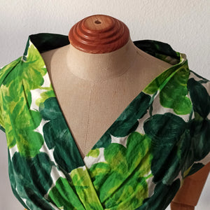 1950s - MARY CHARMAINE - Stunning Green Cotton Dress - W26 (66cm)