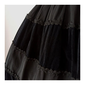 1950s - Exquisite Black Taffeta Velvet Dress - W25 (64cm)