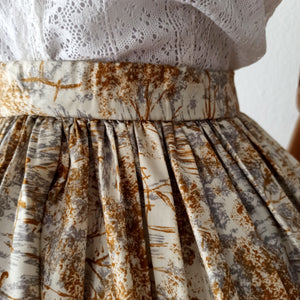 1950s 1960s - Gorgeous Winter Forest Print Cotton Skirt - W26/27 (66/70cm)