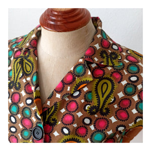 1950s 1960s - Colorful Abstract Cotton Dress - W30 (76cm)