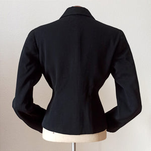 1940s 1950s - New Look Black Gabardine Wool Jacket - W35 (88.5cm)