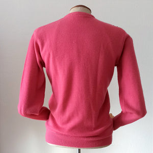 1950s 1960s - TAI BON, Taiwan - Gorgeous Pink Beaded Cardigan - Sz. M