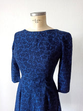 Load image into Gallery viewer, 1950s 1960s - Elegant Blue Textured Dress  - W27.5 (70cm)
