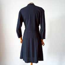 Charger l&#39;image dans la galerie, 1940s - Beautiful Black Wool Dress - W31.5 (80cm)
