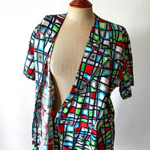 Cargar imagen en el visor de la galería, 1940s 1950s - IMMERSCHLANK, Germany - Amazing Atomic Print Cotton House Dress - Size 50
