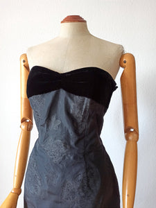 1950s - TAILORED DEB SHOP, USA - Superb Black Strapless Dress  - W28.5 (72cm)