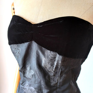 1950s - TAILORED DEB SHOP, USA - Superb Black Strapless Dress  - W28.5 (72cm)