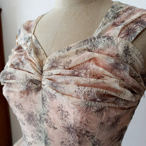 1950s - Stunning Floral Organza Dress - W25 (64cm)