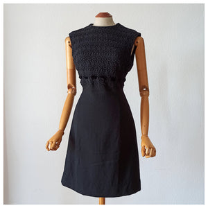 1960s - Stunning Black Wool Dress - W32 (82cm)