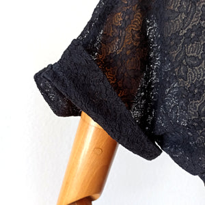 1950s - Superb Black Cotton Lace Blouse - W38 (96cm)