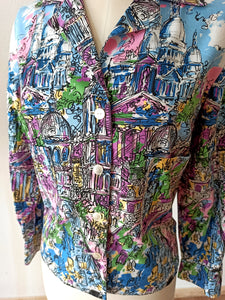 1950s - Fabulous Montmatre Novelty Cotton Blouse