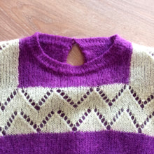 Load image into Gallery viewer, 1970s Does 1940s - Precious Purple Puffed Sleeves Wool Jumper - Sz. Medium
