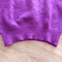 Load image into Gallery viewer, 1970s Does 1940s - Precious Purple Puffed Sleeves Wool Jumper - Sz. Medium
