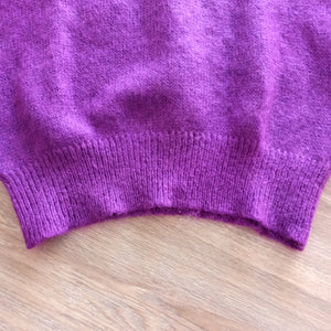 1970s Does 1940s - Precious Purple Puffed Sleeves Wool Jumper - Sz. Medium