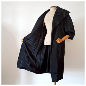 1940s 1950s - Stunning Black Lantern Sleeves Opera Coat