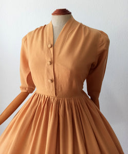 1950s - Adorable Butter Cream Soft Wool Dress - W32 (81cm)