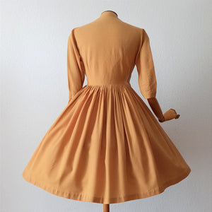 1950s - Adorable Butter Cream Soft Wool Dress - W32 (81cm)