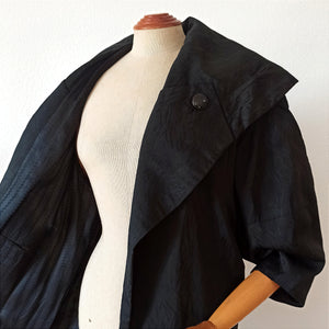 1940s 1950s - Stunning Black Lantern Sleeves Opera Coat