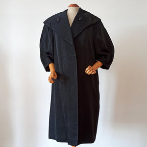 1940s 1950s - Stunning Black Lantern Sleeves Opera Coat