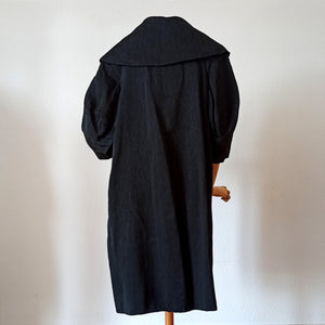 1940s 1950s - Stunning Black Lantern Sleeves Opera Coat