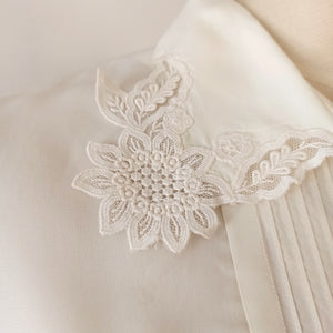 1950s - St. MICHAEL, UK - Exquisite White Silk Blouse - W41 (104cm)