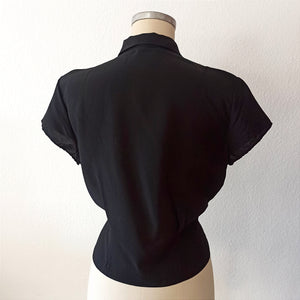 1950s - Stunning Black Rayon Blouse - W38 (96cm)