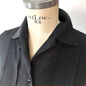 1950s - DGB, Berlin - Gorgeous Black Rayon Blouse - W38 (96cm)