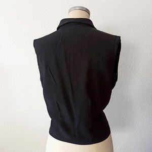 1950s - DGB, Berlin - Gorgeous Black Rayon Blouse - W38 (96cm)