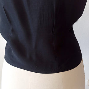 1950s - DGB, Berlin - Gorgeous Black Rayon Blouse - W38 (96cm)