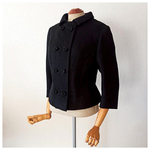 1950s 1960s - ROSSER, Barcelona - Superb Black Wool Couture Jacket - W36 (92cm)