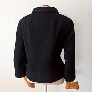 1950s 1960s - ROSSER, Barcelona - Superb Black Wool Couture Jacket - W36 (92cm)