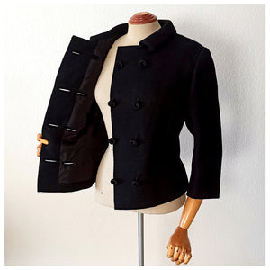 1950s 1960s - ROSSER, Barcelona - Superb Black Wool Couture Jacket - W36 (92cm)