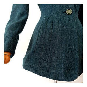 1940s - Fabulous Petrol Wool Jacket Cape Set - W27 (68cm)