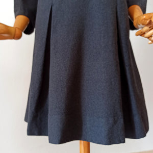 1940s - AVIGNON, France - Grey Wool Dress - W35 (88cm)