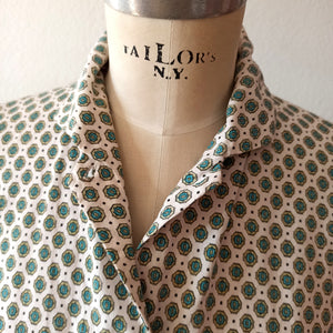 1950s 1960s - Gorgeous Printed Cotton Blouse - Sz. 46