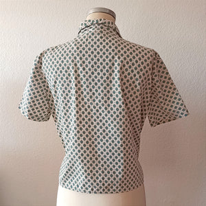 1950s 1960s - Gorgeous Printed Cotton Blouse - Sz. 46