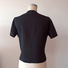 Charger l&#39;image dans la galerie, 1950s 1960s - Exquisite Black Crepe Blouse
