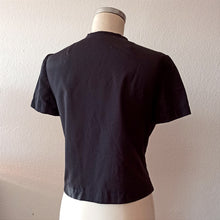 Cargar imagen en el visor de la galería, 1960s - Cute Black Soft Cotton Blouse
