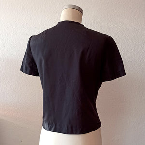 1960s - Cute Black Soft Cotton Blouse