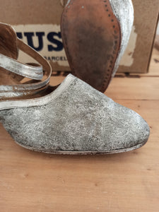 1920s - LA AMPURDANESA, Barcelona - Silver Leather Shoes - EU39/UK6