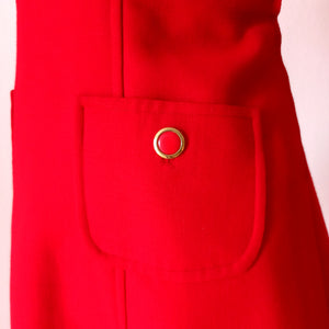 1960s - ISABEL ZARZA, Arenys - Fabulous Couture Red Wool Sailor Set - W29 (74cm)