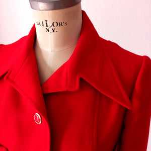 1960s - ISABEL ZARZA, Arenys - Fabulous Couture Red Wool Sailor Set - W29 (74cm)