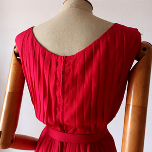 1960s - Stunning Rouge Silk Cocktail Dress - W24 (60cm)